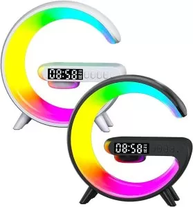 Coverzone G Akıllı Işık Bluetooth Hoparlör Gökkuşağı 15W Hızlı Kablosuz Şarj Cihazı Rgb Işıklı Masa Lambası Hoparlör Telefon Görüş