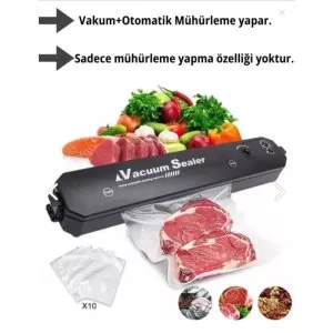 Gıda Vakum Ve Mühürleme Makinesi (10 poşet hediye)